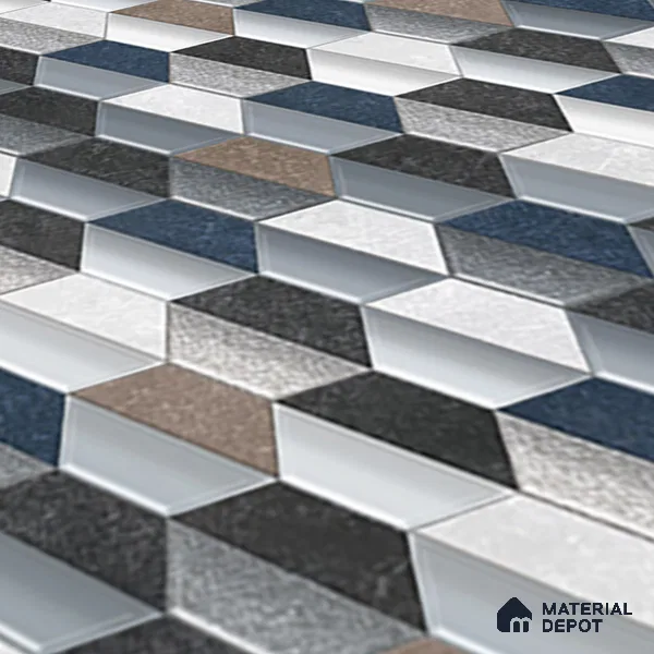 Hexagonal Wall & Floor Tile TL 07237 C Alpi 8001 GLM (Silver) 1 ft x 1 ft Ceramic Matte Finish - 9 mm | 2 mm Spacer is Mandatory | Please Expect a Slight Variation of Pattern